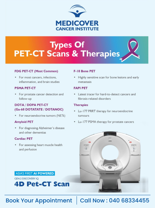 PET CT scan types, types of PET CT scan, PET CT scan for cancer at Hyderabad