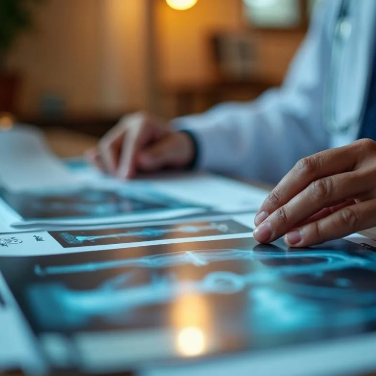 Doctor reviewing medical reports