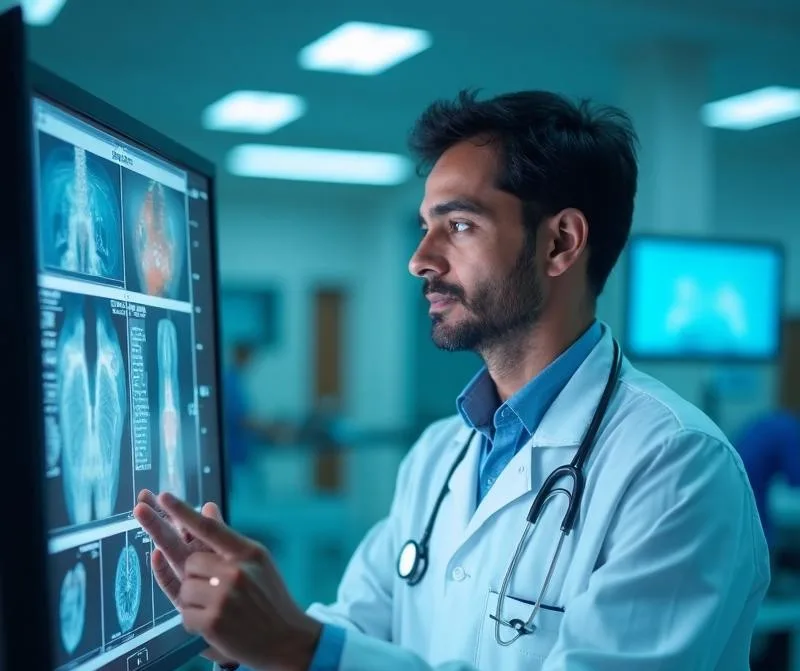 Doctor reviewing medical reports