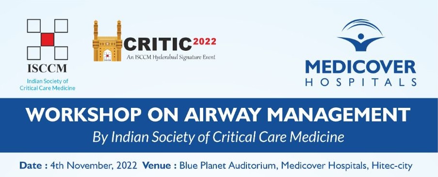 इंडियन सोसाइटी ऑफ क्रिटिकल केयर मेडिसिन (आईएससीसीएम) के सहयोग से मेडिकवर हॉस्पिटल्स एयरवे मैनेजमेंट पर एक वर्कशॉप का आयोजन कर रहा है।
